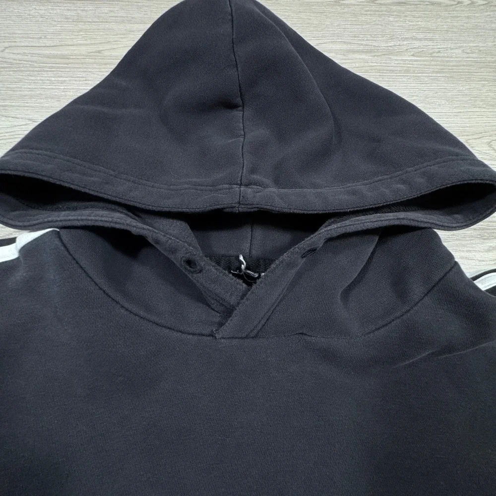 Adidas‎ Men's Hoodie Pullover 3-Stripe Fleece Logo Black Small Pocket
